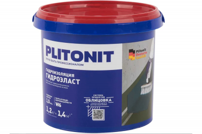 Мастика гидроизоляционная эластичная на полимерной основе PLITONIT ГидроЭласт (1,2 кг (288 шт/пал))