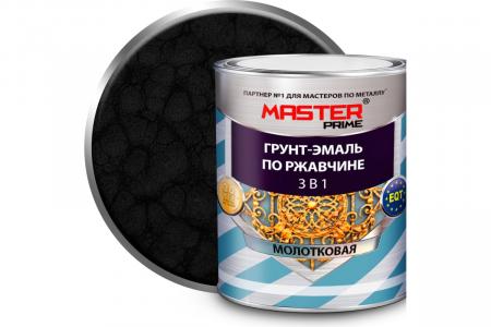 Грунт-эмаль по ржавчине 3 в 1 молотковая MASTER PRIME (черный 2 л (6шт))  - превью